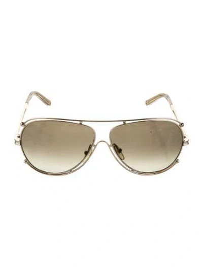 Pre-owned Chloé Aviator Gradient Sunglasses In Gold