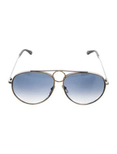 Pre-owned Chloé Aviator Gradient Sunglasses In Gold
