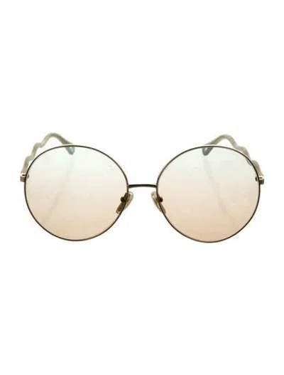 Pre-owned Chloé Aviator Gradient Sunglasses In Gold