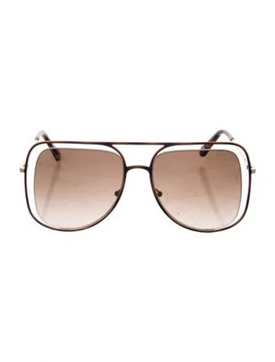 Pre-owned Chloé Aviator Gradient Sunglasses In Gold