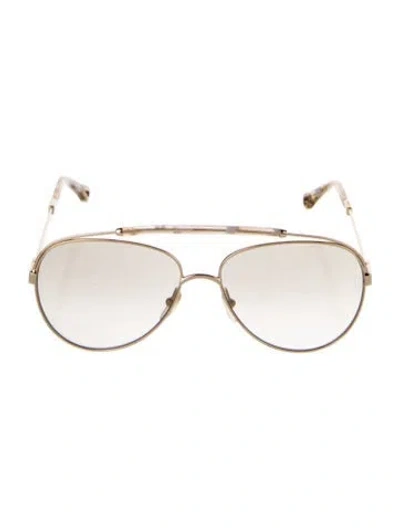 Pre-owned Chloé Aviator Gradient Sunglasses In Gold
