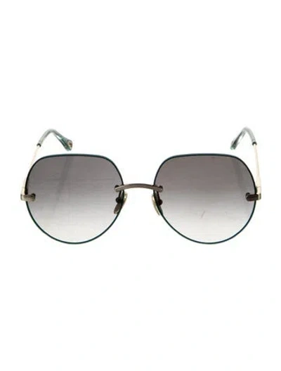 Pre-owned Chloé Aviator Gradient Sunglasses In Green
