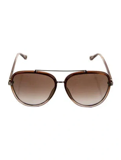 Pre-owned Chloé Aviator Gradient Sunglasses W/ Tags In Brown
