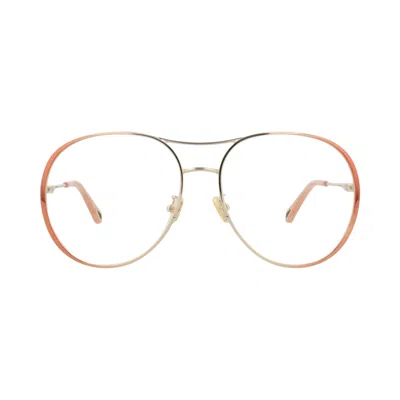 Pre-owned Chloé Aviator Metal Optical Frames 'nude/transparent' | Tan | Women's Size Onesize In Brown