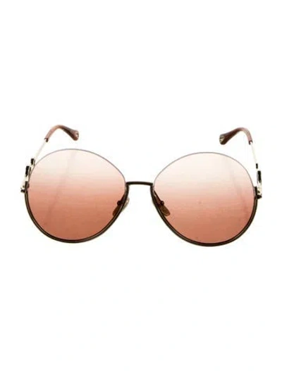 Pre-owned Chloé Aviator Mirrored Sunglasses In Brown