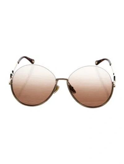 Pre-owned Chloé Aviator Mirrored Sunglasses In Gold