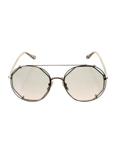 Pre-owned Chloé Aviator Mirrored Sunglasses In Gold