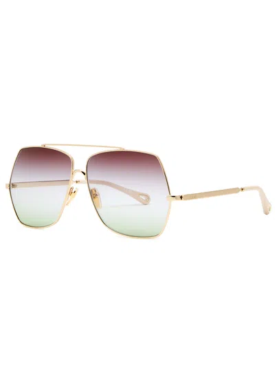 Chloé Chloe Aviator-style Sunglasses In Gold