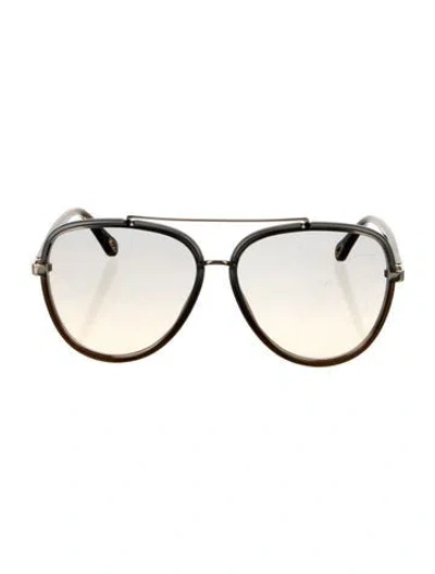 Pre-owned Chloé Aviator Tinted Sunglasses In Black