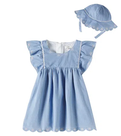 CHLOÉ CHLOÉ KIDS BABY CHABRAY DRESS AND HAT SET