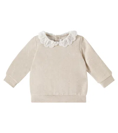 Chloé Baby Cotton Jersey Sweatshirt In Beige Marl