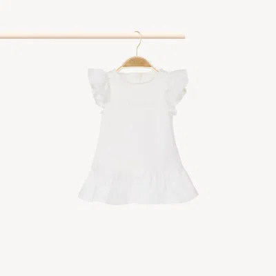 Chloé Ensemble Robe Et Bloomer Femme Blanc Taille 9-12 100% Coton In White