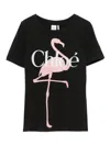 Chloé Women Black Crewneck T-shirt With Maxi Logo Print On The Front In Cotton Woman In Black
