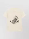Chloé Pink Crewneck T-shirt With Maxi Logo Print On The Front In Cotton Woman In Neutral