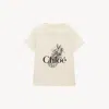 Chloé Pink Crewneck T-shirt With Maxi Logo Print On The Front In Cotton Woman