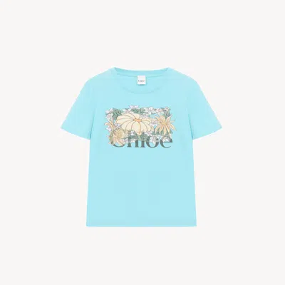 Chloé Baby Fit Logo T-shirt In Cotton Jersey In Blue