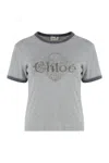 Chloé Baby Fit T-shirt With Logo In Cotton Jersey In Gray