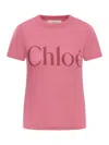 Chloé Logo-print Cotton T-shirt In Pink & Purple
