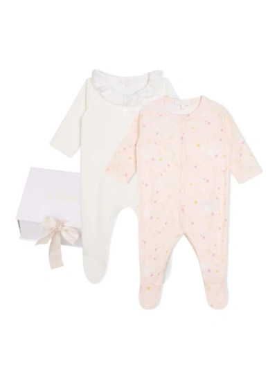 Chloé Baby Girl's 2-piece Footie Set In Pink White