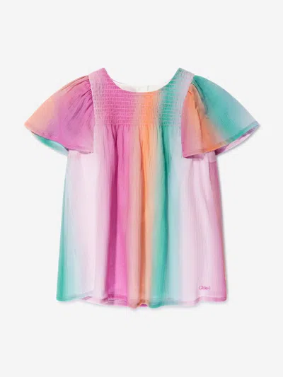 Chloé Baby Girls Crepe Rainbow Dress In Multicoloured