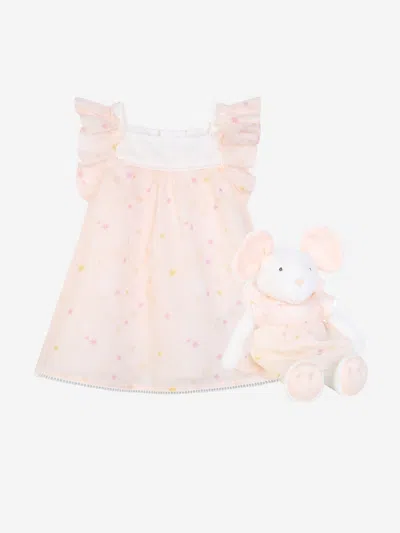 Chloé Baby Girls Dress And Soft Toy Gift Set In Pink