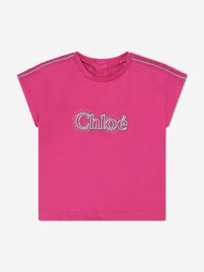 CHLOÉ BABY GIRLS EMBROIDERED LOGO T-SHIRT