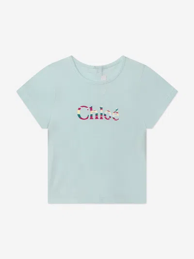 Chloé Baby Girls Logo T-shirt In Blue