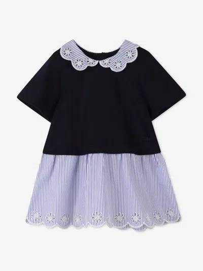 Chloé Baby Girls Mixed Fabric Embroidered Dress In Black