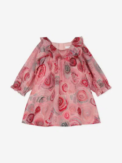 Chloé Babies' Floral-print Ruffled Dress In Pink