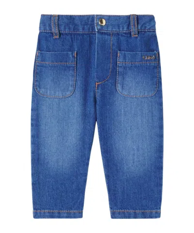 Chloé Baby Logo Jeans In Blue