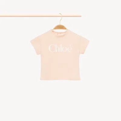 Chloé Baby Logo T-shirt In Pink