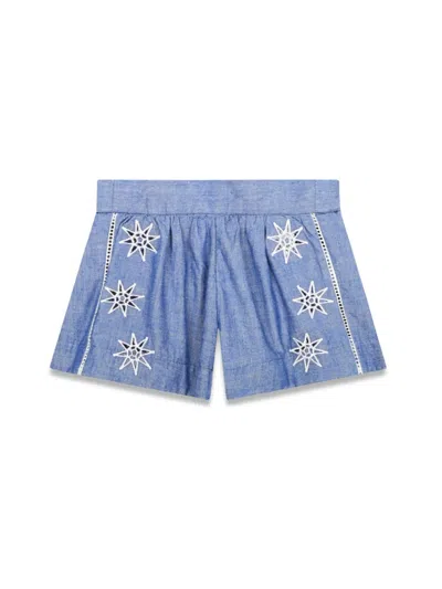 Chloé Baby Mini Cotton Shorts In Blue