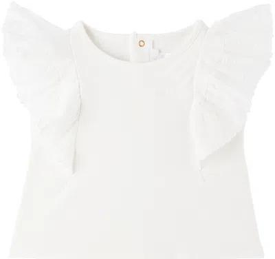Chloé Baby White Ruffled T-shirt In Bianco