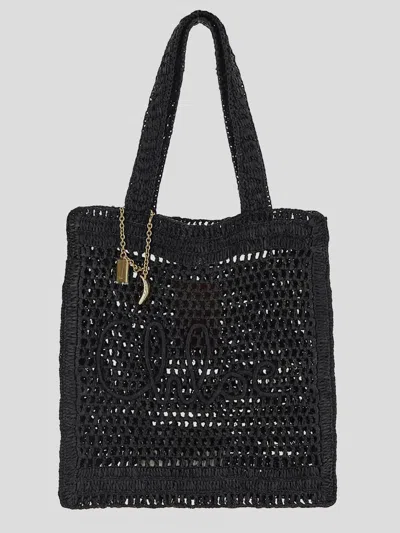 Chloé Summer Banana Crochet Tote Bag In Black