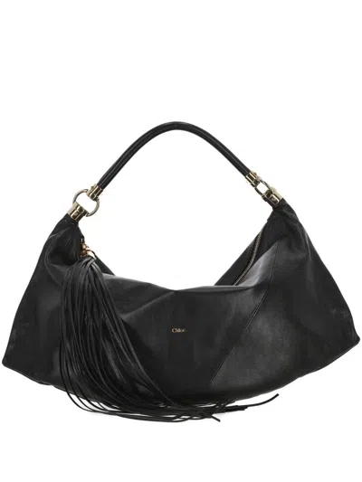 Chloé Womens Kohl Brown Foulard Hobo Leather Shoulder Bag