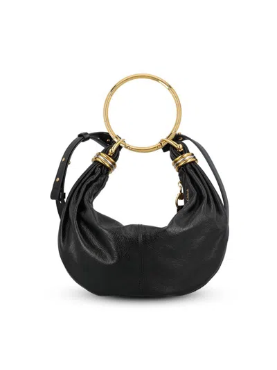Chloé Bracelet Bag Mini In Shiny Grained Calfskin In Black