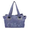 Chloé Womens Evening Blue Plage Medium Cotton Tote Bag