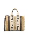 Chloé Small Woody Tote Bag In Shearling In Brown