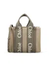 Chloé Small Woody Tote Bag In Linen In Brown
