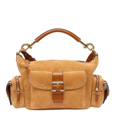 Chloé Structured Brown Clay Calfskin Crossbody Bag With Golden Details