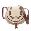 Chloé Small Saddle Marcie Bag In Raffia Effect In Beige