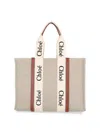 Chloé 'woody' Large Shopping Bag In Beige
