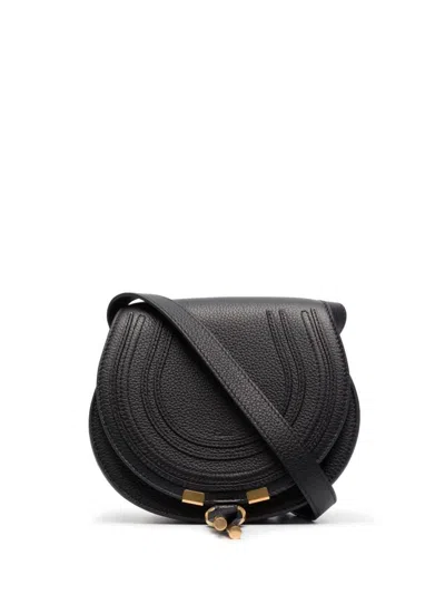Chloé Small Marcie Saddle Bag In Grained Leather In Black
