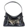 Chloé Leather Shoulder Bag Adorned With Charms In Black