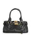 Chloé Structured Shoulder Bag With Padlock And Studs In Black