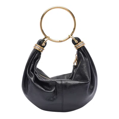 Chloé Small Bracelet Hobo Bag In Grained Leather In Black