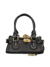Chloé Paddington Padlock Shoulder Bag In Leather In Black