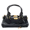 Chloé Structured Shoulder Bag With Padlock And Studs In Black