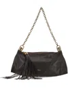 Chloé Small Foulard Tassel Shoulder Bag In Buffalo Leather In Black