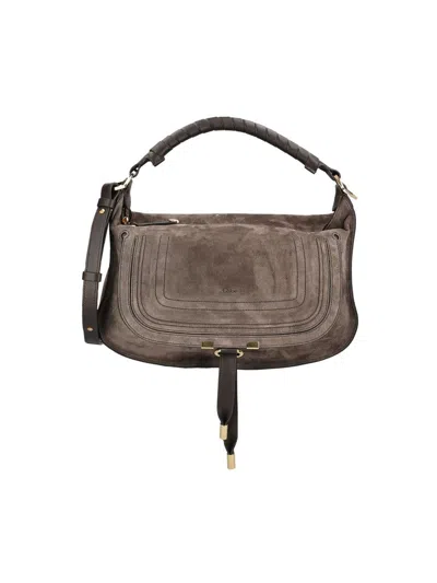 Chloé Chloe Women Dark Brown Suede Small Marcie Shoulder Bag